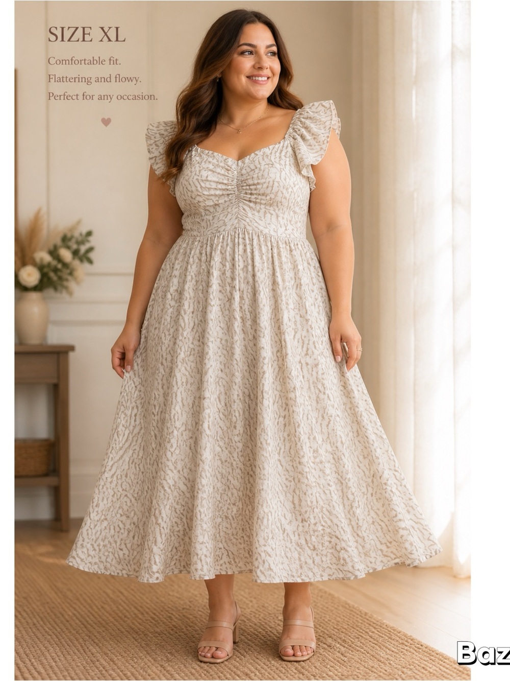 Sz XL Sexy Beige Empire Waist Bohemian Dress  Maison Jules